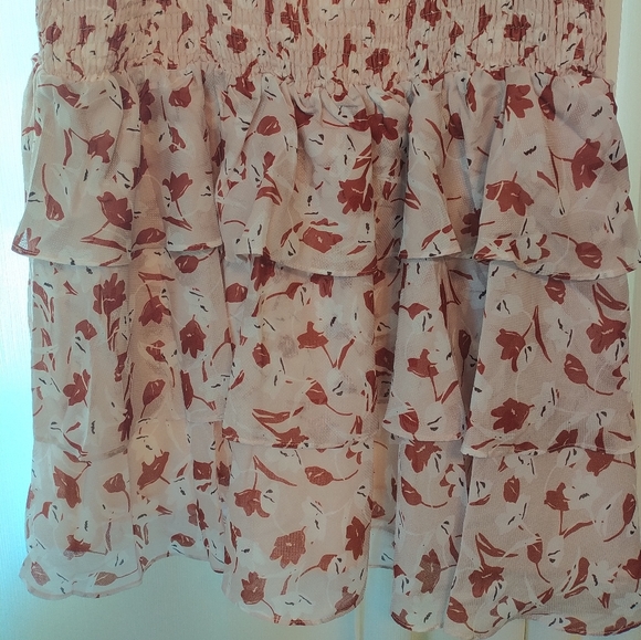 NEW Minkpink Elena Mini Dress Size Extra Large Brown Floral Ruche Ruffle XL - Picture 4 of 13